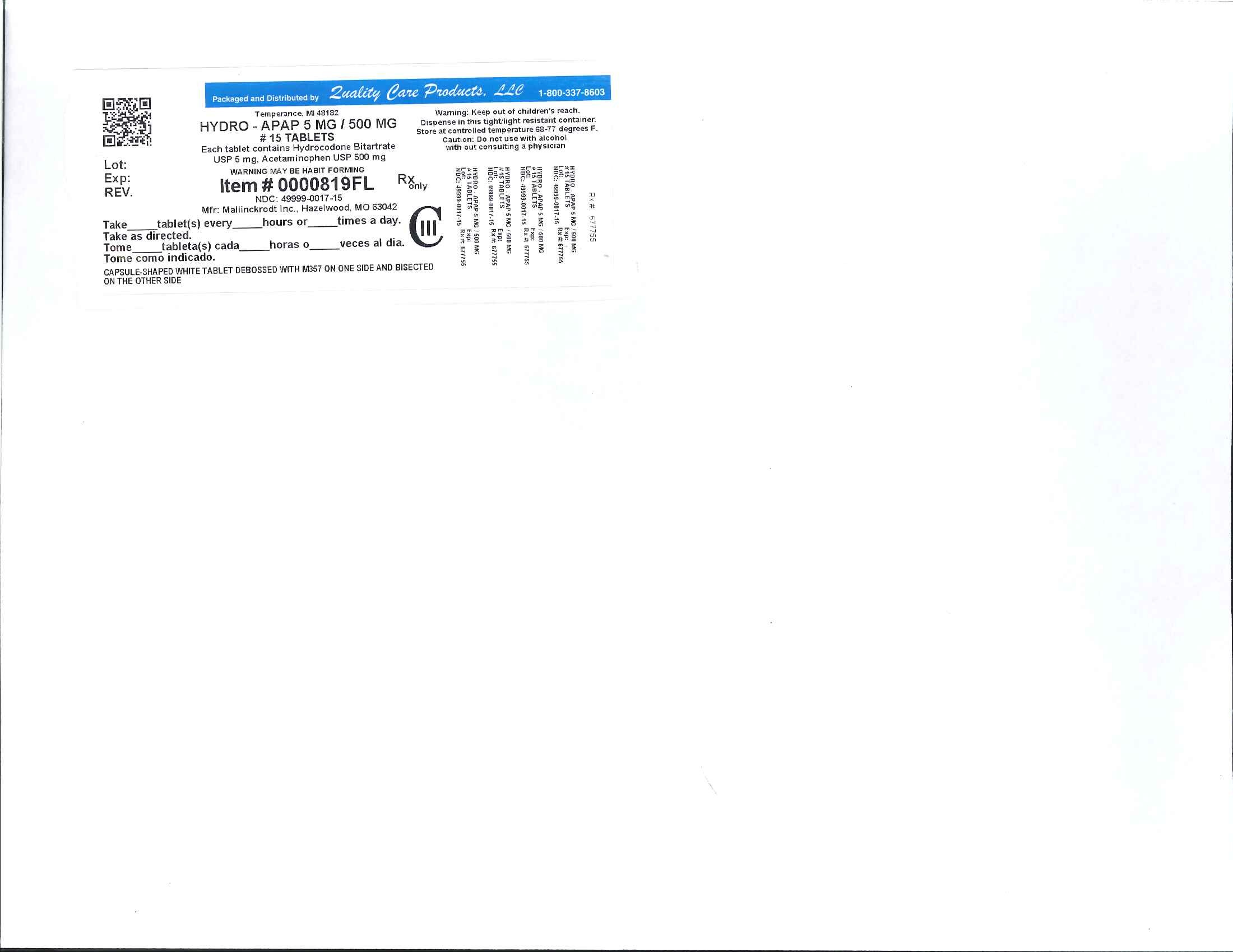 HYDROCODONE BITARTRATE AND ACETAMINOPHEN